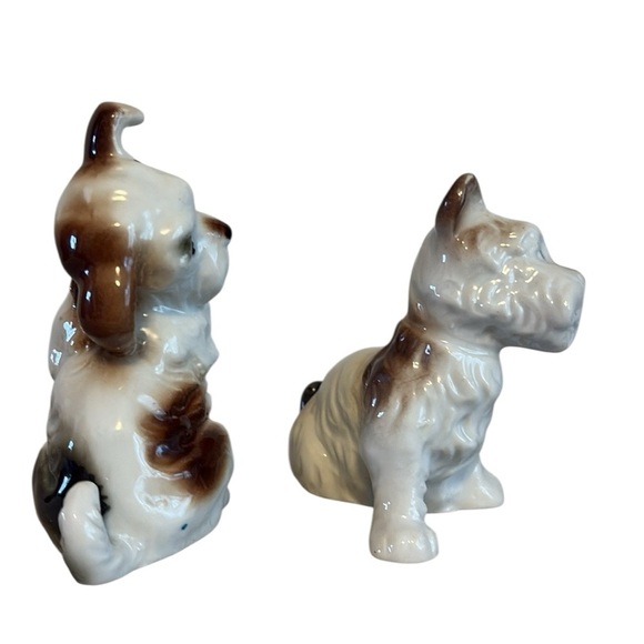 Vintage Porcelain Schnauzer Terrier Dog Figurines Set of 2 Stamped Japan 4.5” - Picture 2 of 9
